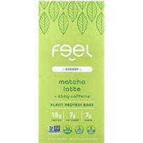 The Feel Bar, Energiniai, augalinių baltymų batonėliai, „Matcha Latte“ su kofeinu, 10 batonėlių po 57 g