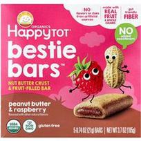 Happy Family Organics, „Happy Tot®“, „Bestie“ batonėliai™, su žemės riešutų sviestu ir avietėmis, 5 batonėliai po 21 g