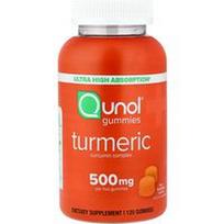Qunol, Ciberžolės kurkumino kompleksas, sodrus mandarinas, 120 guminukų (250 mg viename guminuke)