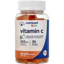 Nutricost, Vaikams, Vitamino C guminukai, Nuo 4 metų, Apelsinų, 60 guminukų