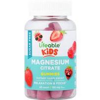 Lifeable, Vaikams, magnio citrato guminukai, uogų skonio, 60 guminukų (90 mg viename guminuke)