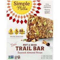Simple Mills, „Nut & Seed Trail“ batonėlis su skrudintais migdolais ir pekano riešutais, 5 batonėliai po 45 g (1,58 uncijos)