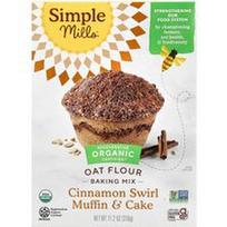 Simple Mills, Ekologiški avižiniai miltai, keksiukų ir pyrago mišinys, cinamono sūkurys, 318 g