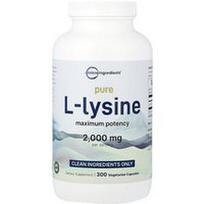 Micro Ingredients, Grynas L-lizinas, maksimalus stiprumas, 300 vegetariškų kapsulių (500 mg vienoje kapsulėje)