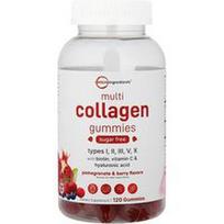 Micro Ingredients, Daugiafunkciniai kolageno guminukai su biotinu, vitaminu C ir hialurono rūgštimi, be cukraus, su granatais ir uogomis, 120 guminukų