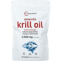 Micro Ingredients, Antarktinių krilių aliejus, 120 minkštųjų kapsulių (1000 mg vienoje minkštojoje kapsulėje)