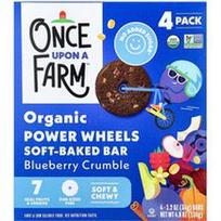 Once Upon A Farm, Organiniai „Power Wheels“ minkšti kepti batonėliai su mėlynių trupiniais, 4 batonėliai po 34 g