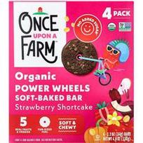 Once Upon A Farm, Organiniai „Power Wheels“ minkštai kepti braškių batonėliai, 4 batonėliai po 34 g