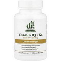 Dr. Murray's, Vitaminas D3 + K2, 60 veganiškų kapsulių