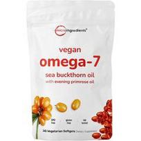 Micro Ingredients, Veganiškas Omega-7 šaltalankių aliejus su nakvišų aliejumi, 240 vegetariškų minkštųjų kapsulių