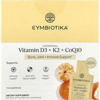 Cymbiotika, Liposominis vitaminas D3 + K2 + CoQ10, mandarinų skonio, 28 skysčio pakeliai po 5 ml (0,17 fl oz)