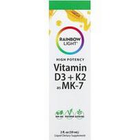 Rainbow Light, Vitaminas D3 + K2 kaip MK-7, 2 fl uncijos (59 ml)