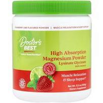 Doctor's Best, Didelės absorbcijos magnio milteliai, braškių ir laimo skonio, 350 g