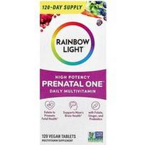 Rainbow Light, „Prenatal One™“ kasdienis multivitaminas, didelio stiprumo, 120 veganiškų tablečių