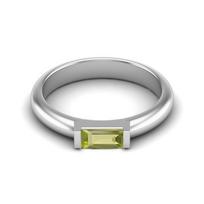 0.50 Ctw Baguette Peridot 925 Sterling Silver Solitaire Stackable Women Wedding Ring 11 balta