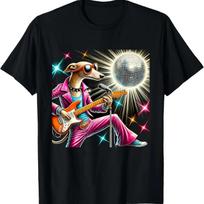 Disco Ball Guitar Greyhound Dog T-Shirt S juoda