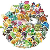 50Pcs Cartoon Cute Classic Game Plants Vs Zombies (PVZ) Water Bottle Storage Box Sticker Mobile Phone Case DIY Stickers black