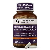 Carbamide Forte Vitamin B12 Supplement with added Biotin for hair growth | B12 Supplement for Men & Women | Methylcobalamin 1500mcg with Biotin 500