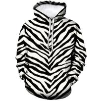Vyriškas madingas leopardo zebrės 3D spausdinimo grafinis džemperis su gobtuvu Streetwear ilgomis rankovėmis megztinis atsitiktinis džemperis rudeniui 5XL black
