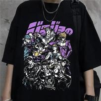 Grafiniai marškinėliai Jojo Bizarre Adventure Marškinėliai Moterims Japonijos Anime Vasariniai Marškinėliai Kawaii Dideli Unisex Animaciniai Moteriški Manga S gray