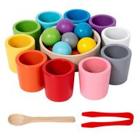 Montessori medinis žaislas Spalvoti puodeliai Rungtynių rūšiavimo pažinimo žaidimai Mokymo ankstyvoji edukacija Mokymosi žaislai Dovana vaikams šviesiai žalios spalvos