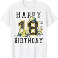 Despicable Me Minions Happy 18th Birthday T-Shirt XXXL balta