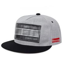 Trendy Korean-Style Flat-Brim Baseball Cap with Sun Protection and Street Style Screen Print Adjustable pilka spalva
