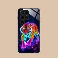 Tigras Neoninis Mobiliojo Telefono dėklas Samsung Galaxy A56 55 54 53 52 51 36 35 34 23 16 15 5G Stiklinis Spalvotas Dangtelis Prabangus Galaxy A16 black