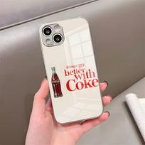 Hot C-Coca Cola Phone Case For IPhone 17 Pro Max 15 Pro 16 14 Plus 12 13 Mini 11 Pro Shockproof Electroplated Glass Cover iPhone 13 Pro white