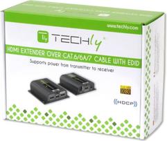 Techly HDMI EXTENDER VIA TWISTED PAIR CABLE CAT6/6A/7 RJ45 40M EDID IR POE/POC