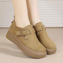 Retro Platform Loafers Comfortable Slip On Clogs Thick Soled Leather Shoes Soft Cushioned Footbed Lightweight Walking Footwear 35 beige