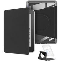 360° besisukantis dėklas Kindle Paperwhite 11 kartos su magnetiniu nuimamu stoveliu, skaidriu galiniu dangteliu, automatinio miego/žadinimo funkcija, apsauginis Kindle Paperwhite 11th Gen&TPU+Acrylic&6.8" juoda