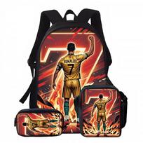 Cristiano Ronaldo Print Backpack Set Students 3pcs School Bag With Crossbody Pencil Case 13 Laptop Compatible 3-Piece Set Backpack, Sling Bag, Pencil Case