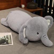 Soft lying elephant throw pillow plush toy doll baby elephant doll children accompany soothing doll 60cm（0.6kg） gray