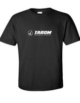 Tarom White Logo Tee Shirt Romanian Transport Airline Cotton Black T-Shirt L black
