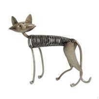 Figurine with Spring Body Bronze Cat Sculpture for Collectors, Office, gray