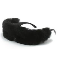 Trendy Furry Sunglasses Handmade Cat Eye Fur Sunglasses UV400 Punk Sunglasses for Women and Men juoda