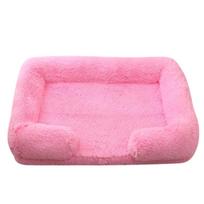 Kvadratinė šuns lova Pliušinė naminių gyvūnų lova Žieminis pastorintas kilimėlis Namelis šunims Lova Katės sofa Pūkuotiems šunims Miegojimo lova Sofa Nuimamas kilimėlis (Pink,M 60X45CM) rožinė