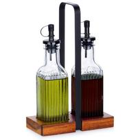Stiklinės buteliukai aliejui ir actui su stoveliu 2x 190 ml 3 vnt.