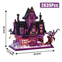 Creative Street View Magic Broomstick Bar Model Building Blocks City Halloween House Architecture Mini Bricks Toys For Kids Gift black