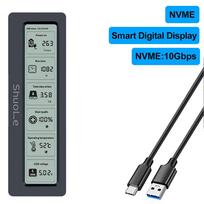 M.2 NVME/NGFF Dual Protocol SSD Enclosure Visual Smart SSD Case Health Detection USB 3.2 Gen 2 10Gbps Aluminum Alloy PCI-E Shell only nvme gray