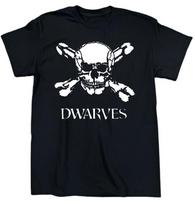 Skull Bones Dwarves Graphic Print Black T-shirt L black
