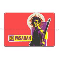 No Pasaran Ispanijos revoliucija Pilietinis karas Metalinė plokštelė Rūdyta Kino sienos dekoracija Kuriant Kino No Pasaran Skardinis ženklas Plakatas 20x30cm（7.8x11.8inch） black