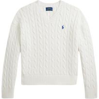Polo Ralph Lauren Cable Knit Cotton V-Neck Sweater Kids sweater 313A11238-001 M white