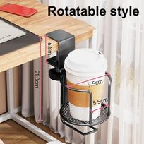 2 In 1 Desk Cup Holder With Headphone Hanger Holder, Anti-Spill Cup Holder-360° Rotation Stand Hook Suitable For Coffee Mups as the picture gray