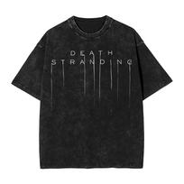 DEATH STRANDING Print T Shirts Harajuku Washed Oversized T-Shirts Summer Cotton Short Sleeve Tees Tops Clothing S black