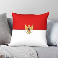 Indonesia Flag National Emblem Square Pillowcase Polyester Linen Velvet Pattern Zip Decor Pillow Case Car Cushion Case 30X30CM red