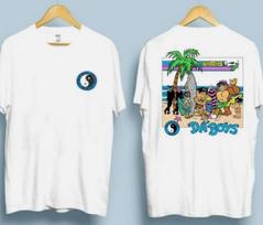 T&C Surf Challenge Retro 80s Designs T-shirt White 2 sides Cotton M gray