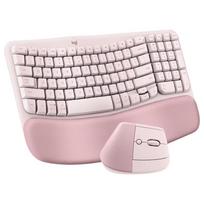 Logitech Wave Combo Bevielis Ergonominis Klaviatūros ir Pelės Rinkinys rožinė