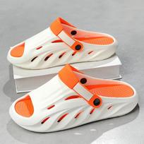 Fashion Men's Summer Big Head Clog Shoes Outdoor Beach Sandals Slip-On EVA Synthetic Upgraded Version Comfortable Breathable Zapatillas 38-39 white